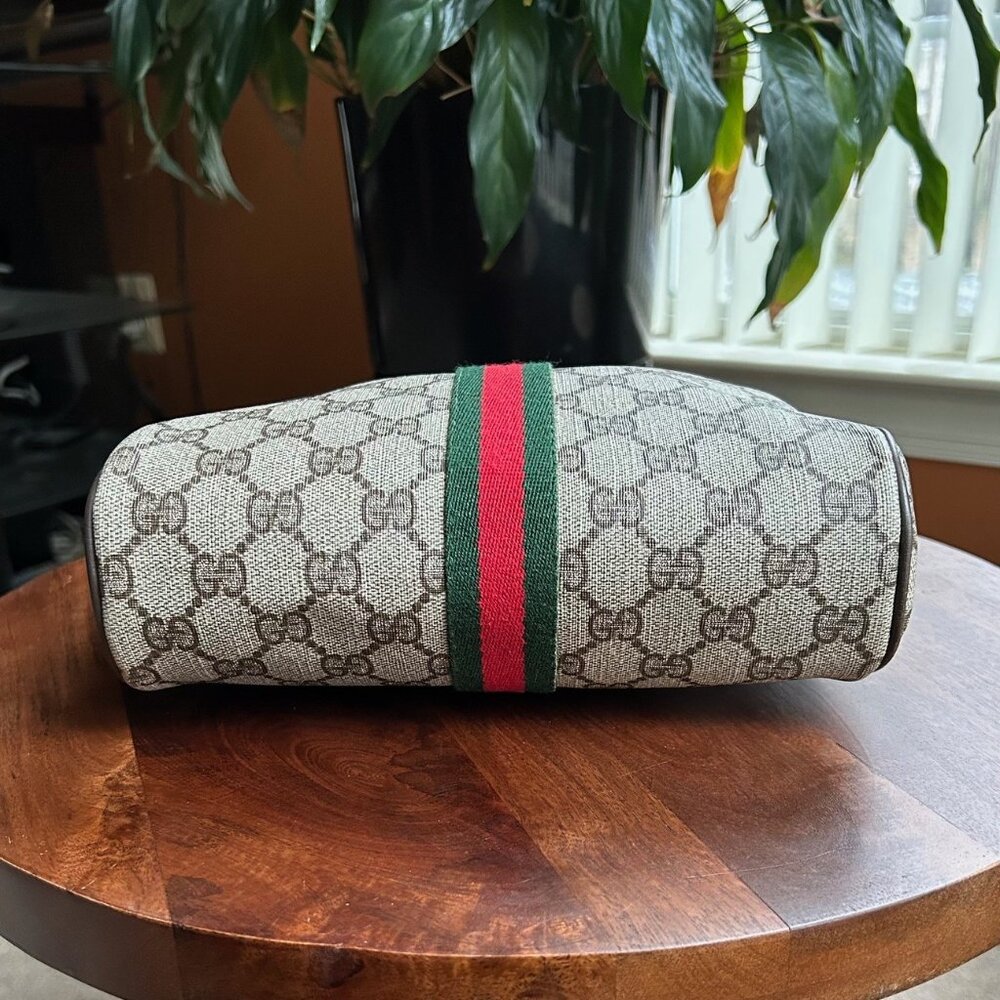 GUCCI GG Supreme Web Sherry Line Clutch Pouch Brown Taupe - Picture 6 of 14